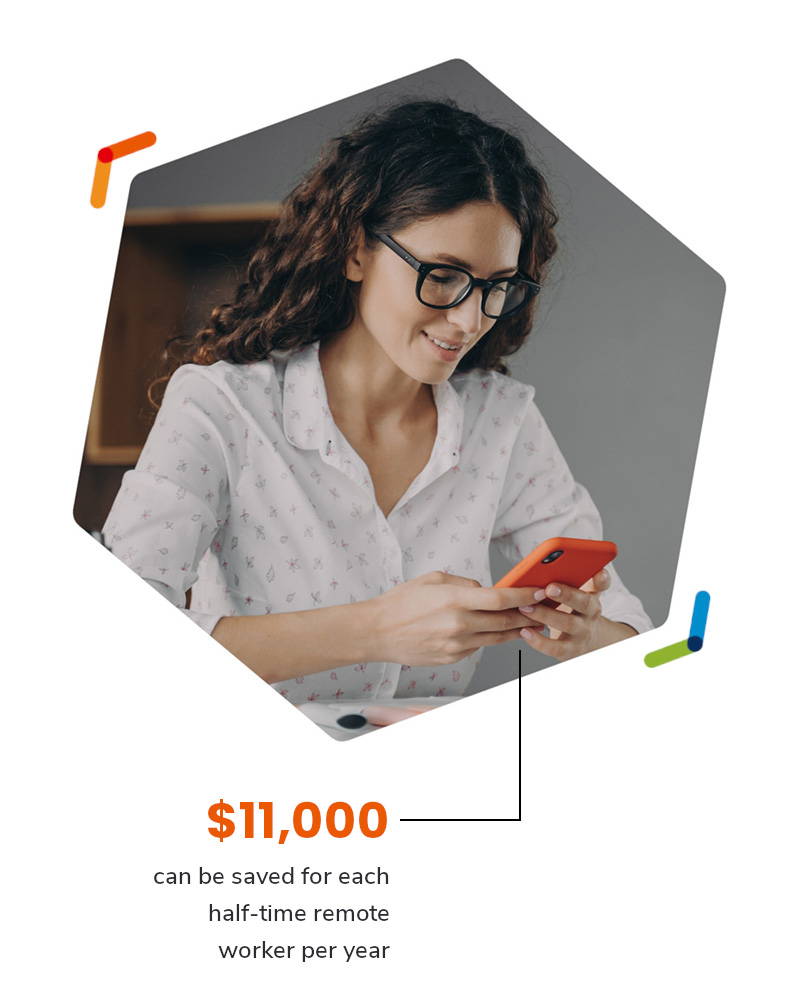 $11,000 can be saved for each half-time remote worker per year