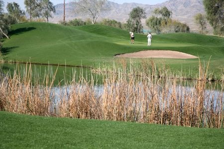 Playing golf