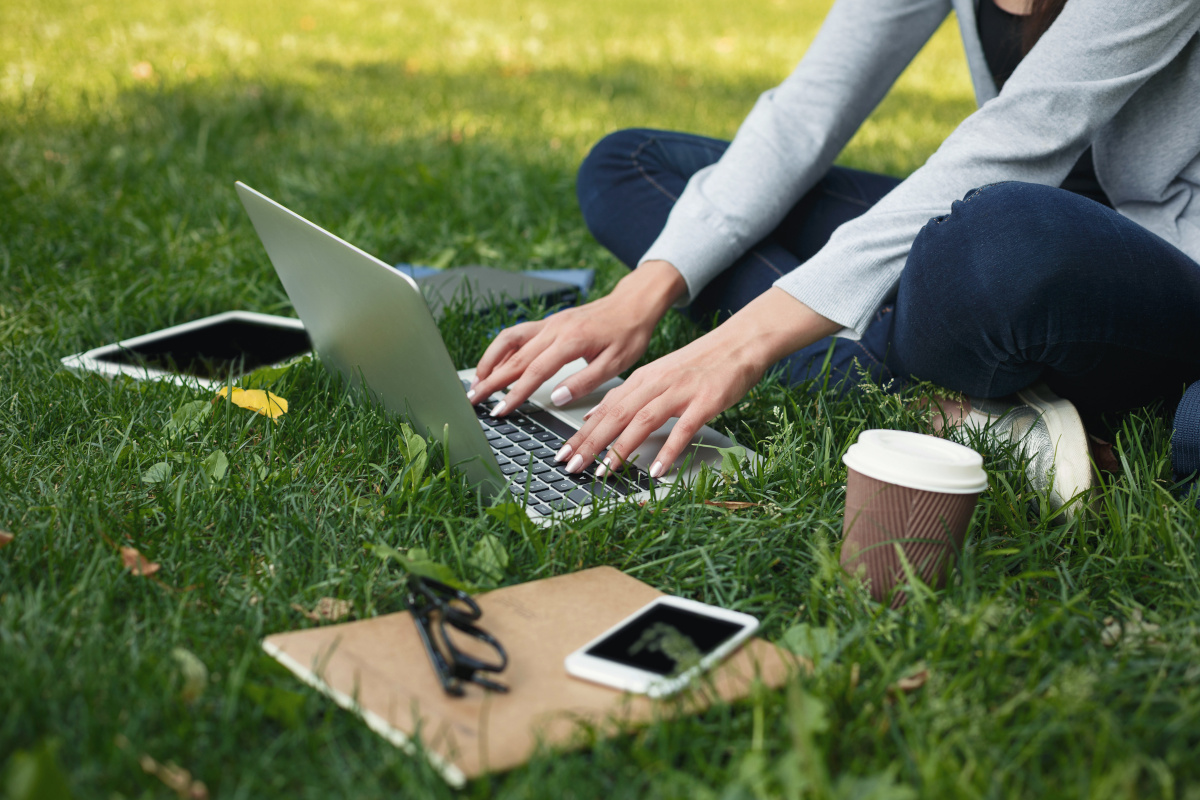 Remote working in the park