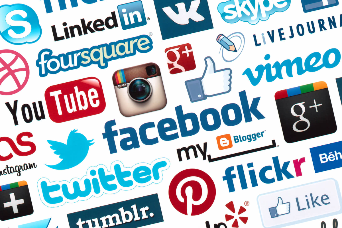 Variety of social media logos